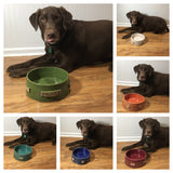 XL Pottery Pet Bowl - Repeating Dog Bone or Paw Print Pattern
